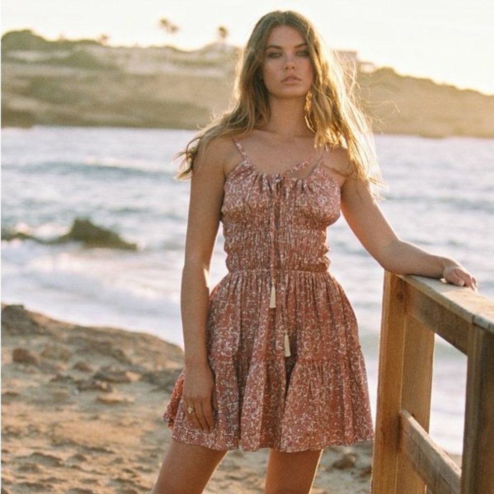 BEACHGOLD Rosa Paisley 100% Cotton Mini Dress